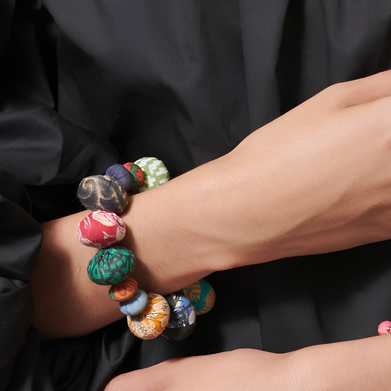Upcycled Sari Coterie Large Beaded Bracelet