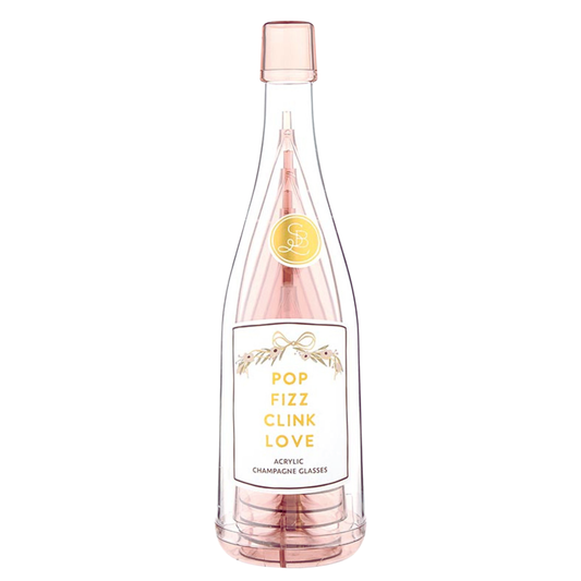 Pop, Fizz, Clink, Love Acrylic Champagne Glass Set